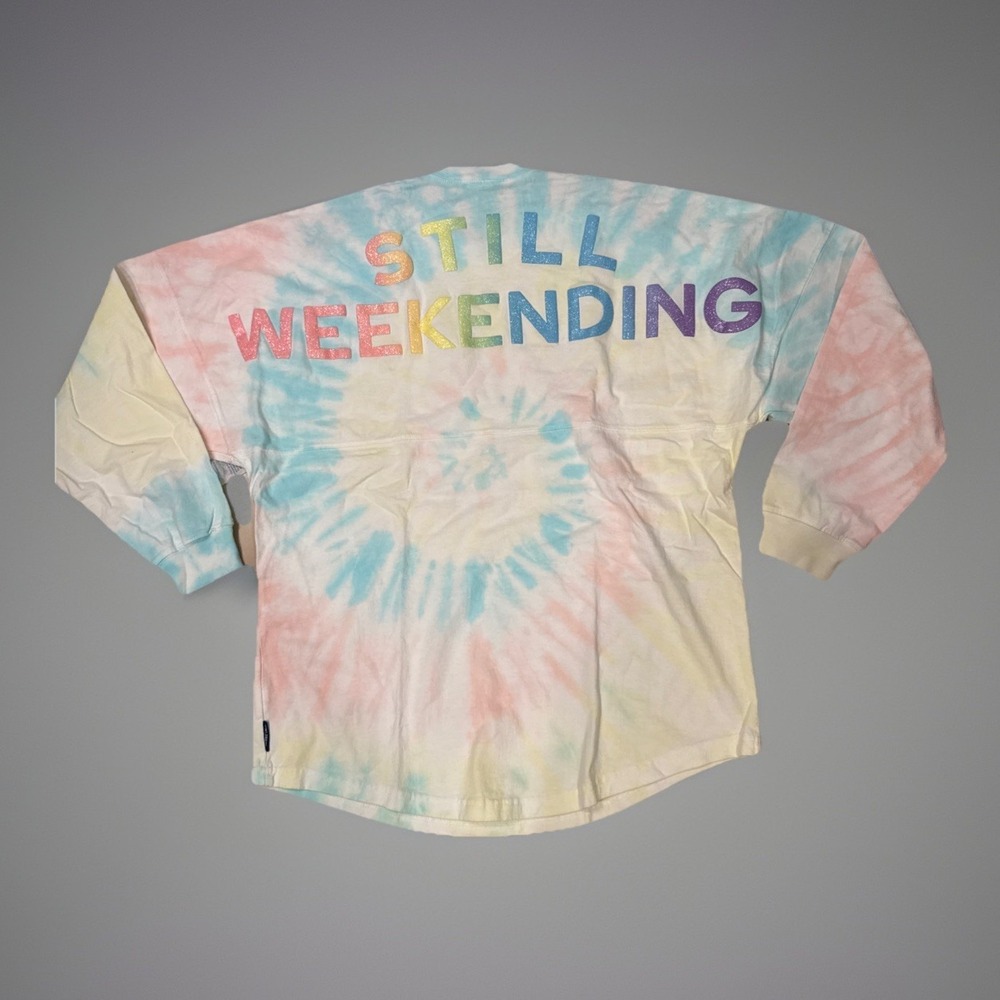 Spirit Jersey Sparkled Still Weekending Cotton Candy Tie Dyed Oversized LS Sz S